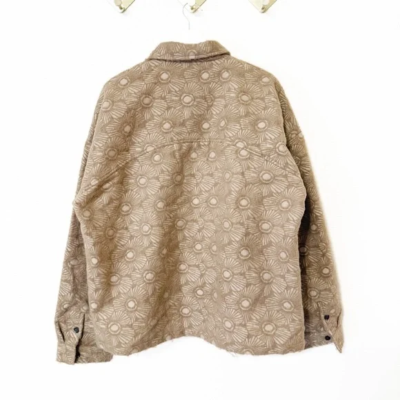 Honor The Gift Floral Cover Jacquard Brocade Shirt Jacket Logo Patch Shacket